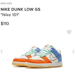 Nike Dunks Low GS, Size 1 in Kids. WORN!